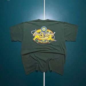 Vintage‎ faded Montana fly fishing T shirt size XL Green